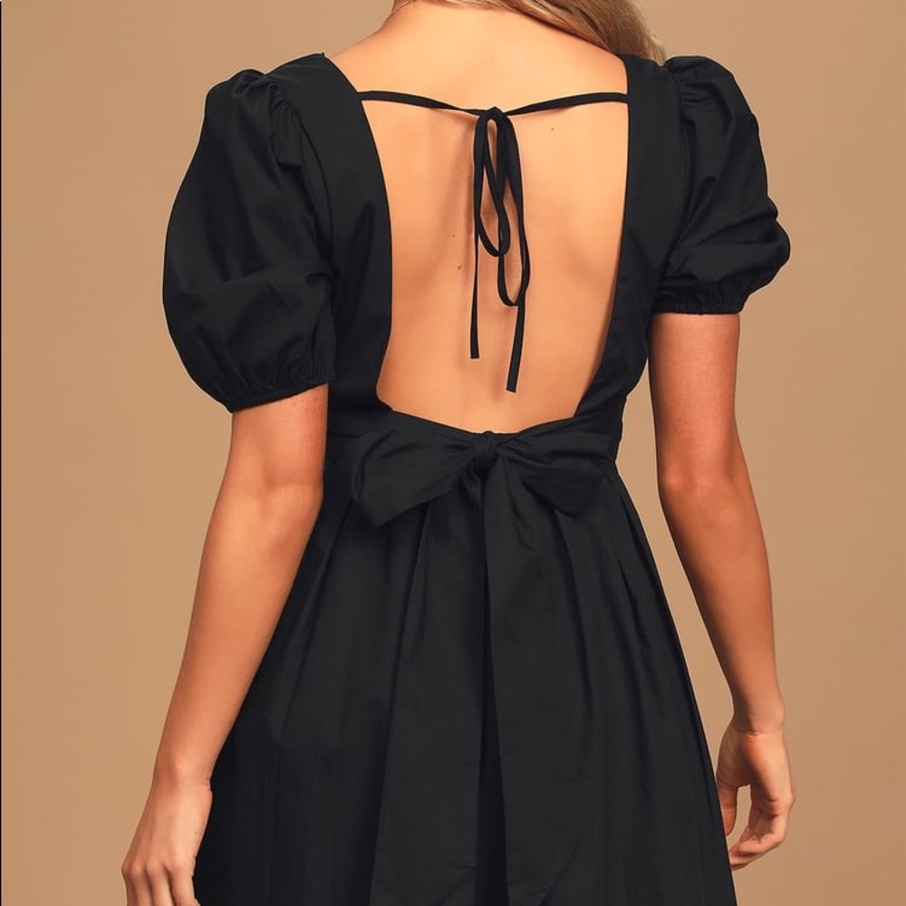 Lulus Crisscross Black Puff Sleeve Backless Dress - Picture 3 of 12
